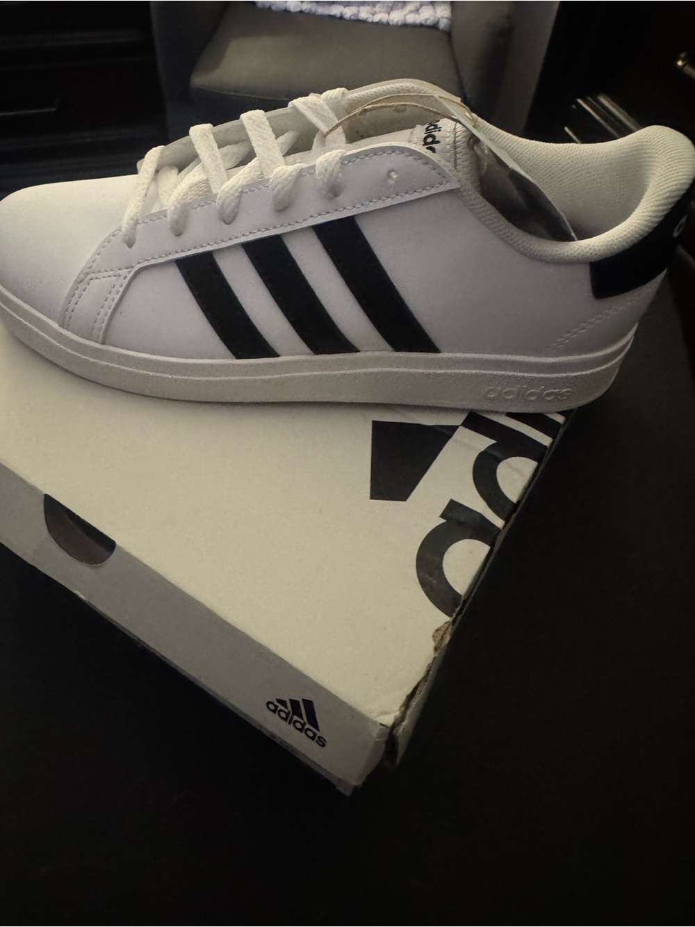 adidas Men’s White Sneakers with Black Three-Stripes